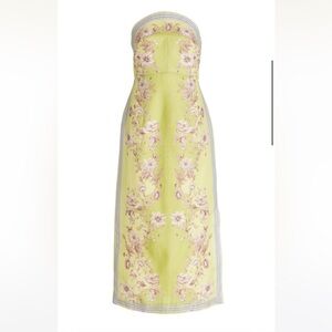 **IN SEARCH OF** Alemais Strapless Yellow Floral Midi Dress